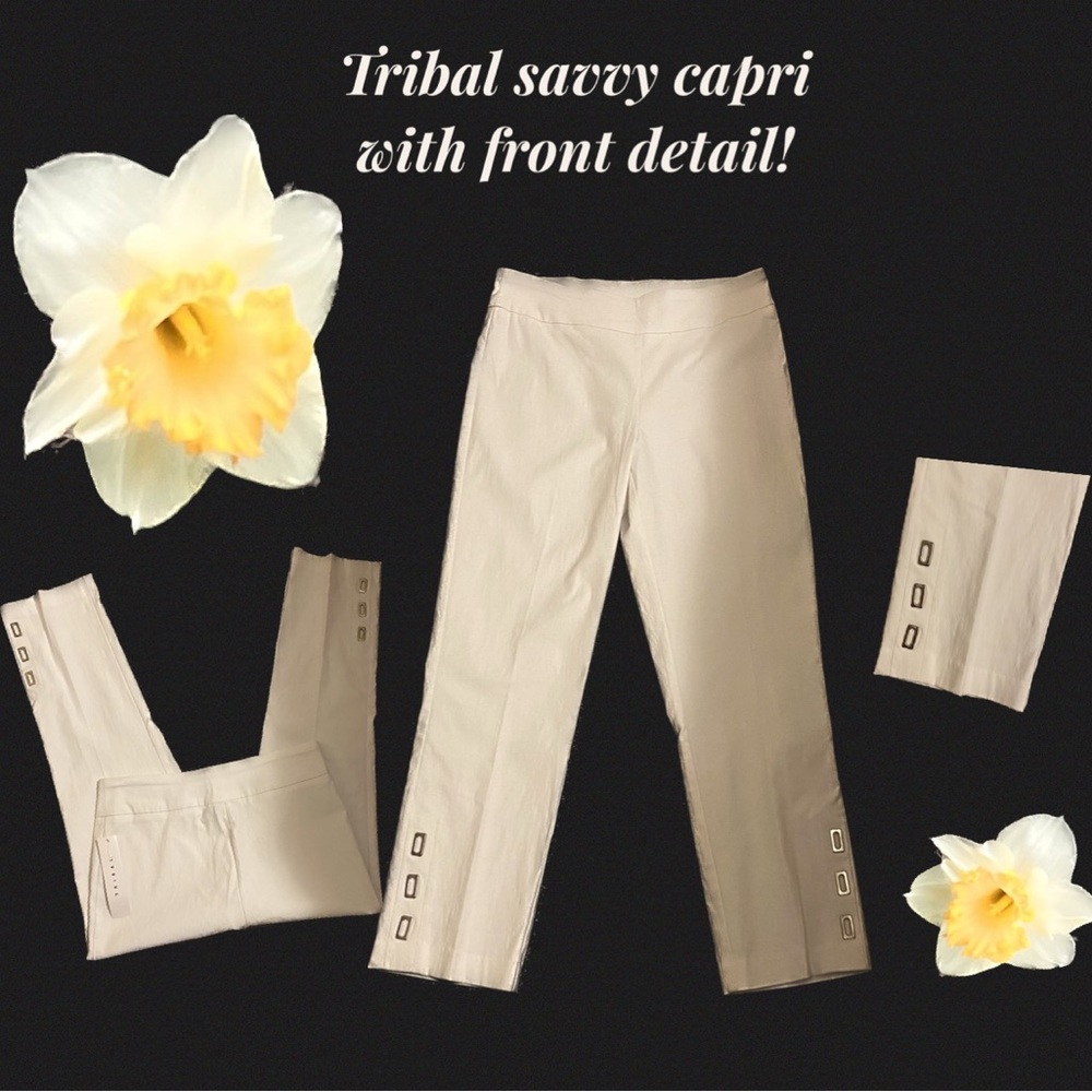 Tribal savvy white detailed capri!